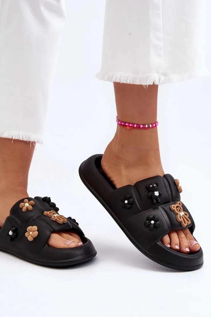 Boto Klapki Na Platformie|Klapki Damskie Klasyczne*Damskie Piankowe Klapki Z Ozdobami Czarne Cambrina