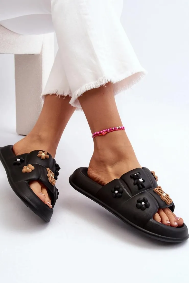 Boto Klapki Na Platformie|Klapki Damskie Klasyczne*Damskie Piankowe Klapki Z Ozdobami Czarne Cambrina