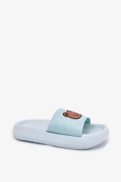 Damskie Boto Damskie Piankowe Klapki Z Misiem Niebieskie Lalon