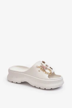 Boto Klapki Na Platformie|Klapki Damskie Klasyczne*Damskie Piankowe Klapki Z Ozdobami Białe Afariana