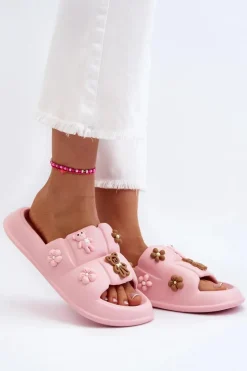 Damskie Boto Damskie Piankowe Klapki Z Ozdobami Różowe Cambrina