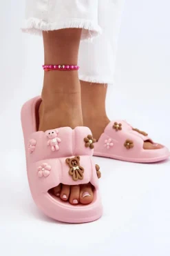 Damskie Boto Damskie Piankowe Klapki Z Ozdobami Różowe Cambrina