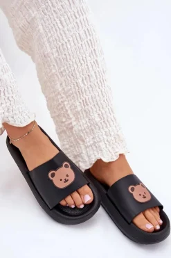 Boto Klapki Basenowe|Klapki Damskie Klasyczne*Damskie Piankowe Klapki Z Misiem Czarne Lalon