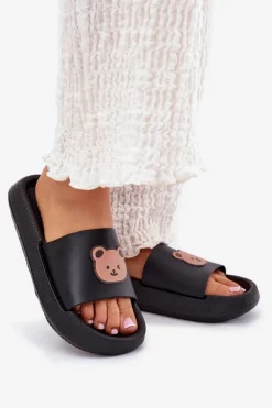 Boto Klapki Basenowe|Klapki Damskie Klasyczne*Damskie Piankowe Klapki Z Misiem Czarne Lalon