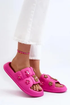 Damskie Boto Damskie Piankowe Klapki Z Ozdobami Fuksja Cambrina