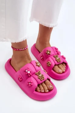 Damskie Boto Damskie Piankowe Klapki Z Ozdobami Fuksja Cambrina