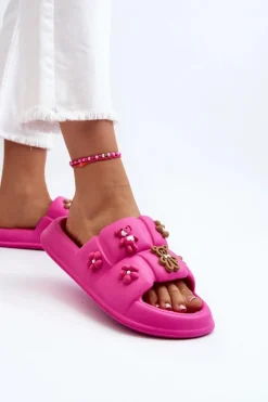 Damskie Boto Damskie Piankowe Klapki Z Ozdobami Fuksja Cambrina