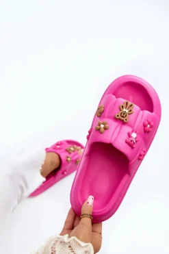 Damskie Boto Damskie Piankowe Klapki Z Ozdobami Fuksja Cambrina