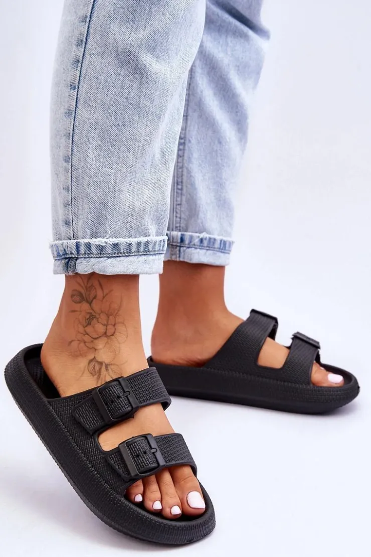 Boto Klapki Basenowe|Klapki Damskie Klasyczne*Damskie Piankowe Klapki Z Paskami Czarne Sharmen