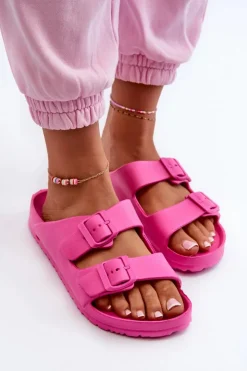 Evento Klapki Basenowe|Klapki Na Platformie*Damskie Piankowe Klapki Z Klamrami Fuksja Luciene