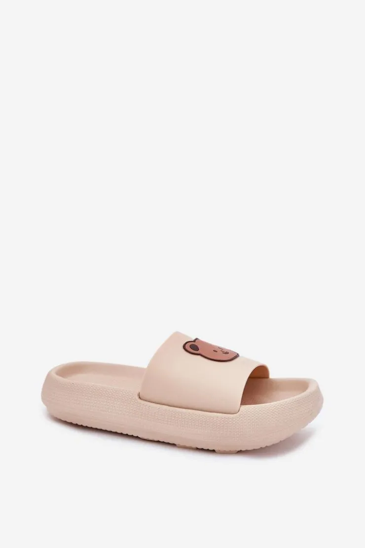 New Boto Damskie Piankowe Klapki Z Misiem Beżowe Lalon