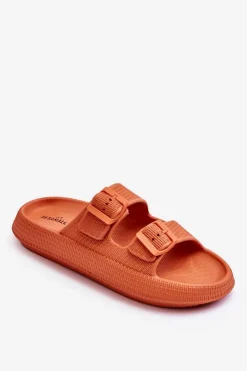 Damskie Boto Damskie Piankowe Klapki Z Paskami Pomarańczowe Sharmen