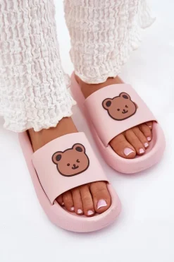 Hot Boto Damskie Piankowe Klapki Z Misiem Różowe Lalon