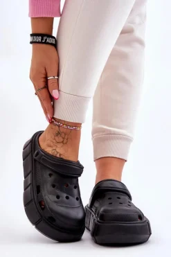 Discount Boto Damskie Piankowe Kroksy Na Platformie Czarne Beckett