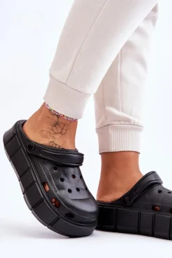 Discount Boto Damskie Piankowe Kroksy Na Platformie Czarne Beckett