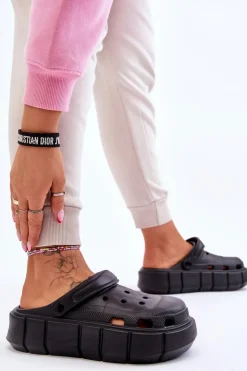 Discount Boto Damskie Piankowe Kroksy Na Platformie Czarne Beckett