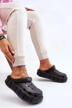 Discount Boto Damskie Piankowe Kroksy Na Platformie Czarne Beckett