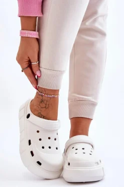Best Boto Damskie Piankowe Kroksy Na Platformie Białe Beckett