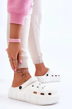 Best Boto Damskie Piankowe Kroksy Na Platformie Białe Beckett