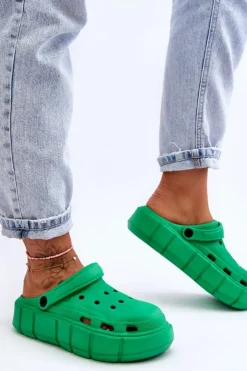 Boto Klapki Basenowe|Klapki Na Platformie*Damskie Piankowe Kroksy Na Platformie Zielone Beckett Zielony