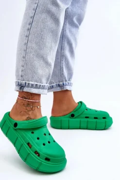 Boto Klapki Basenowe|Klapki Na Platformie*Damskie Piankowe Kroksy Na Platformie Zielone Beckett Zielony