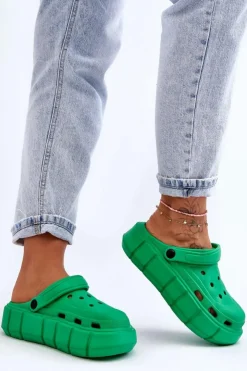 Boto Klapki Basenowe|Klapki Na Platformie*Damskie Piankowe Kroksy Na Platformie Zielone Beckett Zielony