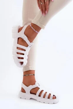 Boto Sandały Płaskie|Klapki Damskie Klasyczne*Damskie Piankowe Sandały Rzymianki Białe Gasaria Biały