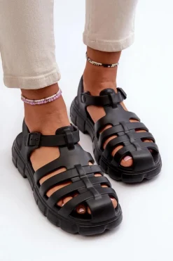Boto Sandały Płaskie|Klapki Damskie Klasyczne*Damskie Piankowe Sandały Rzymianki Czarne Gasaria Czarny