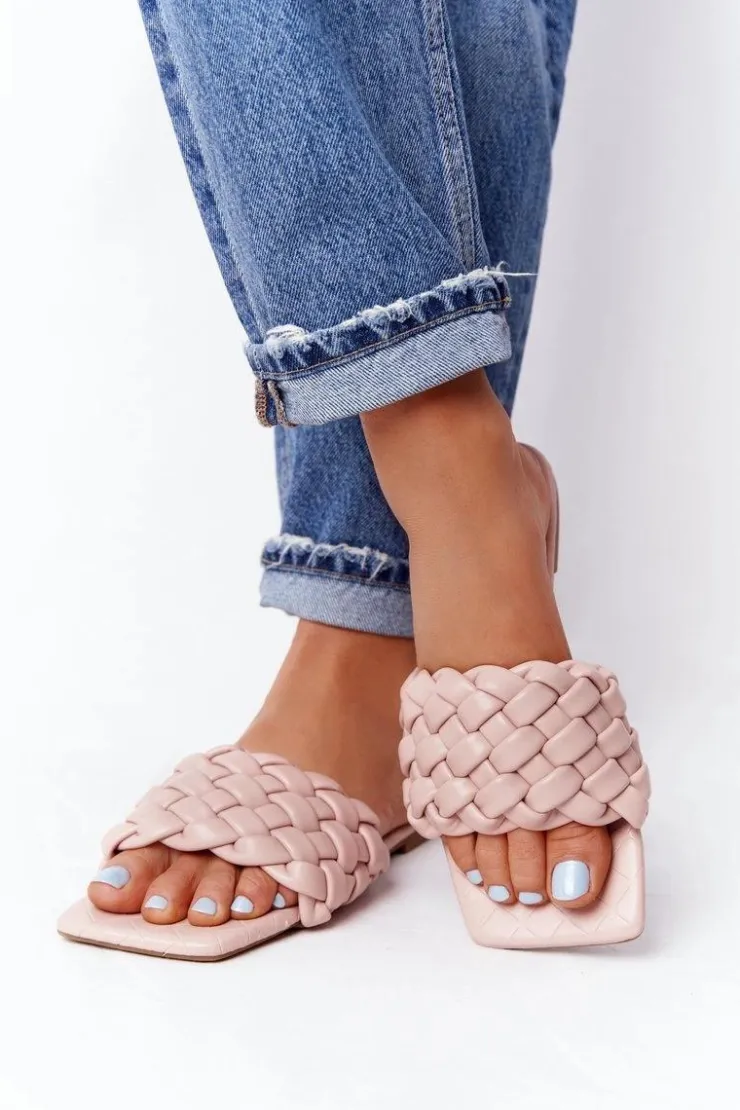 New Boto Damskie Plecione Klapki Beżowe Cheryl