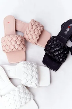 New Boto Damskie Plecione Klapki Beżowe Cheryl