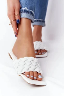 Damskie Boto Damskie Plecione Klapki Białe Cheryl