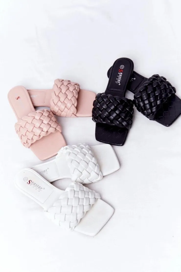 Damskie Boto Damskie Plecione Klapki Białe Cheryl