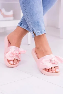 Damskie Boto Damskie Różowe Klapki Z Kokardką Hurrem