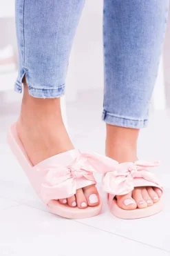 Damskie Boto Damskie Różowe Klapki Z Kokardką Hurrem