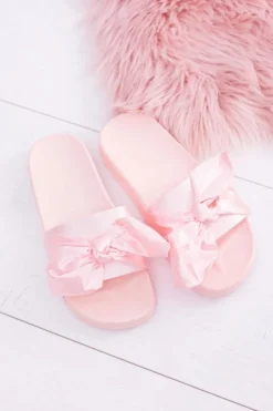 Damskie Boto Damskie Różowe Klapki Z Kokardką Hurrem