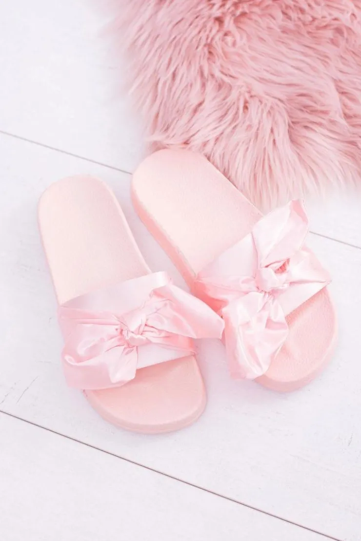 Damskie Boto Damskie Różowe Klapki Z Kokardką Hurrem