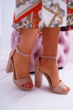 Boto Sandały Na Obcasie*Damskie Różowe Sandały Na Słupku Platforma Debora