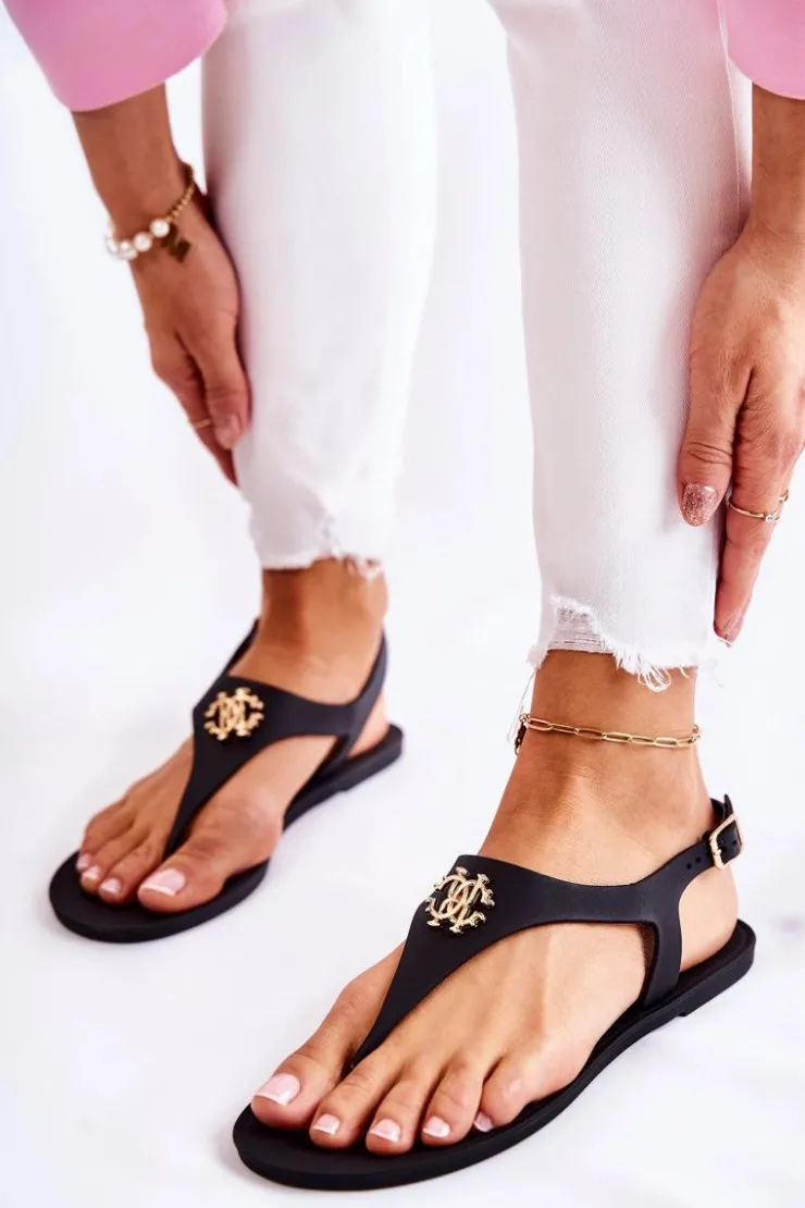 Boto Sandały Gumowe|Sandały Płaskie*Damskie Sandałki Czarne Sonner