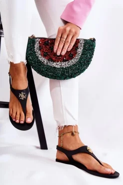 Boto Sandały Gumowe|Sandały Płaskie*Damskie Sandałki Czarne Sonner