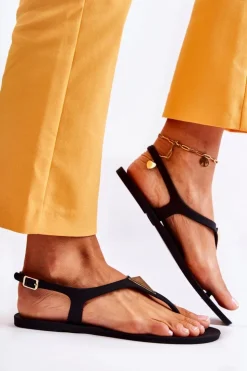 Boto Sandały Gumowe|Sandały Płaskie*Damskie Sandałki Czarne Storm