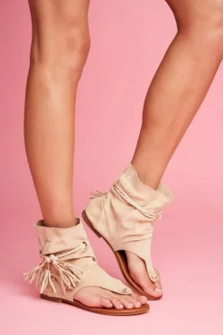 Damskie Boto Damskie Sandałki Japonki Z Cholewką Beżowe SL1011 Madrit