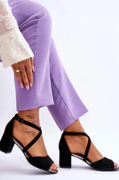 Buty damskie Vinceza Damskie Sandałki Na Niskim Obcasie Czarne Quinn