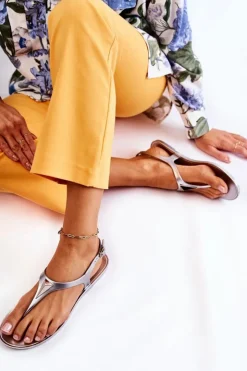 Boto Sandały Gumowe*Damskie Sandałki Srebrne Storm