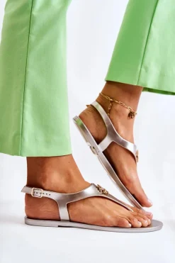 Boto Sandały Gumowe*Damskie Sandałki Złote Sonner