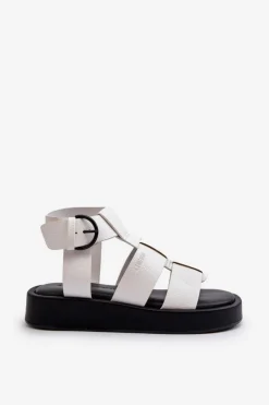 Big Star Shoes Sandały Big Star|Sandały Płaskie*Damskie Sandały Big Star NN274072 Białe