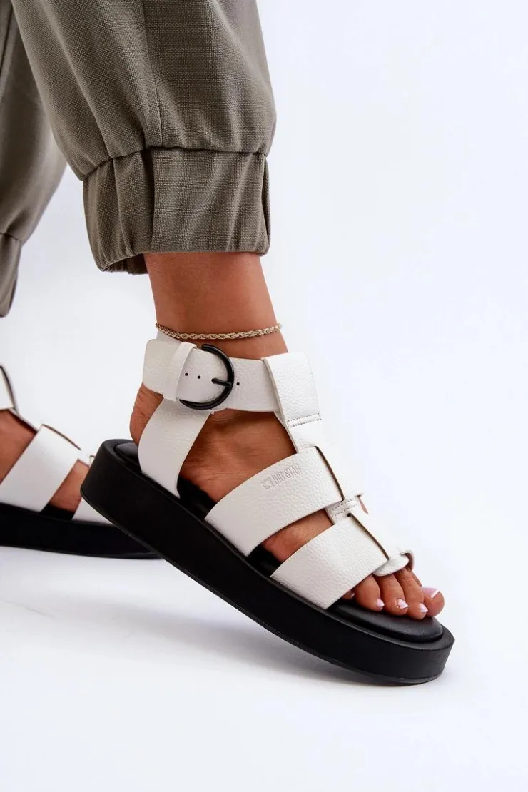 Big Star Shoes Sandały Big Star|Sandały Płaskie*Damskie Sandały Big Star NN274072 Białe