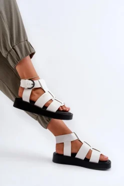 Big Star Shoes Sandały Big Star|Sandały Płaskie*Damskie Sandały Big Star NN274072 Białe