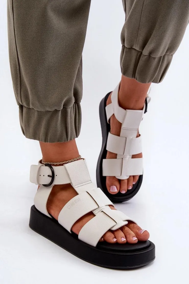 Big Star Shoes Sandały Big Star|Sandały Płaskie*Damskie Sandały Big Star NN274072 Białe