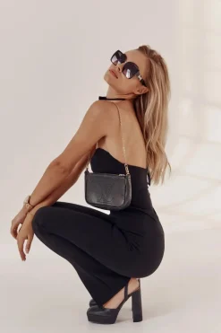 Damskie Boto Damskie Sandały Brokatowe Na Słupku Czarne Rosel