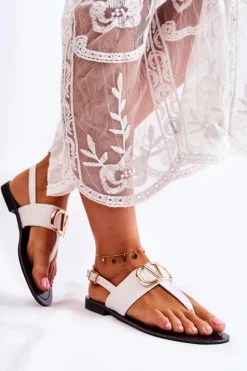 Damskie Boto Damskie Sandały Japonki Z Ozdobą Białe Calia